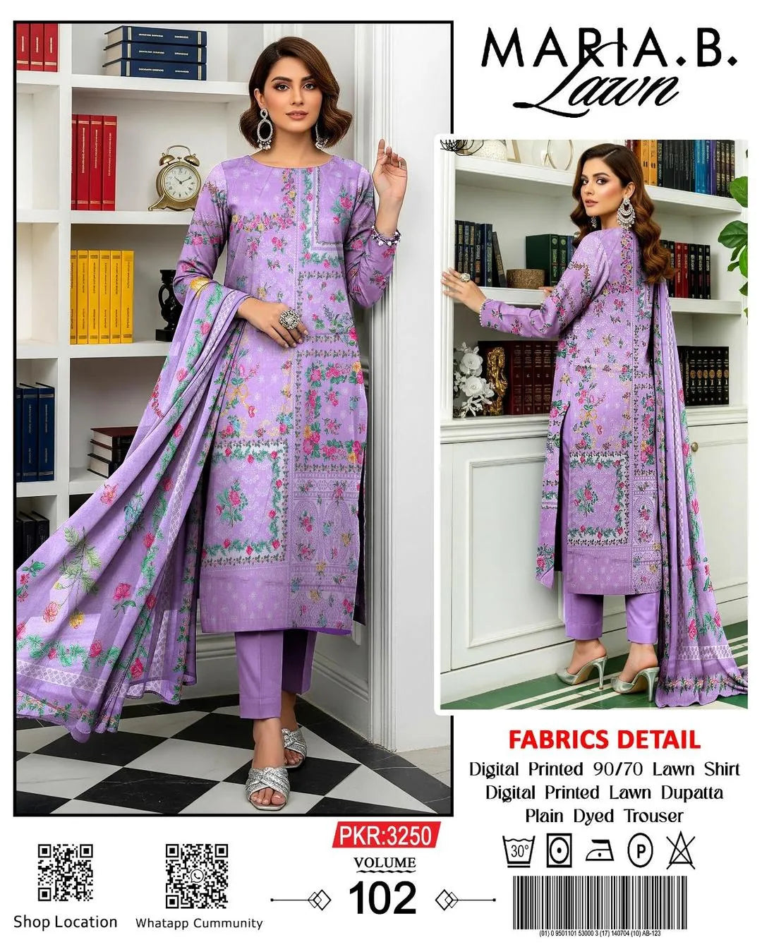 3 Pcs Women's Unstitched Digital Print Suit