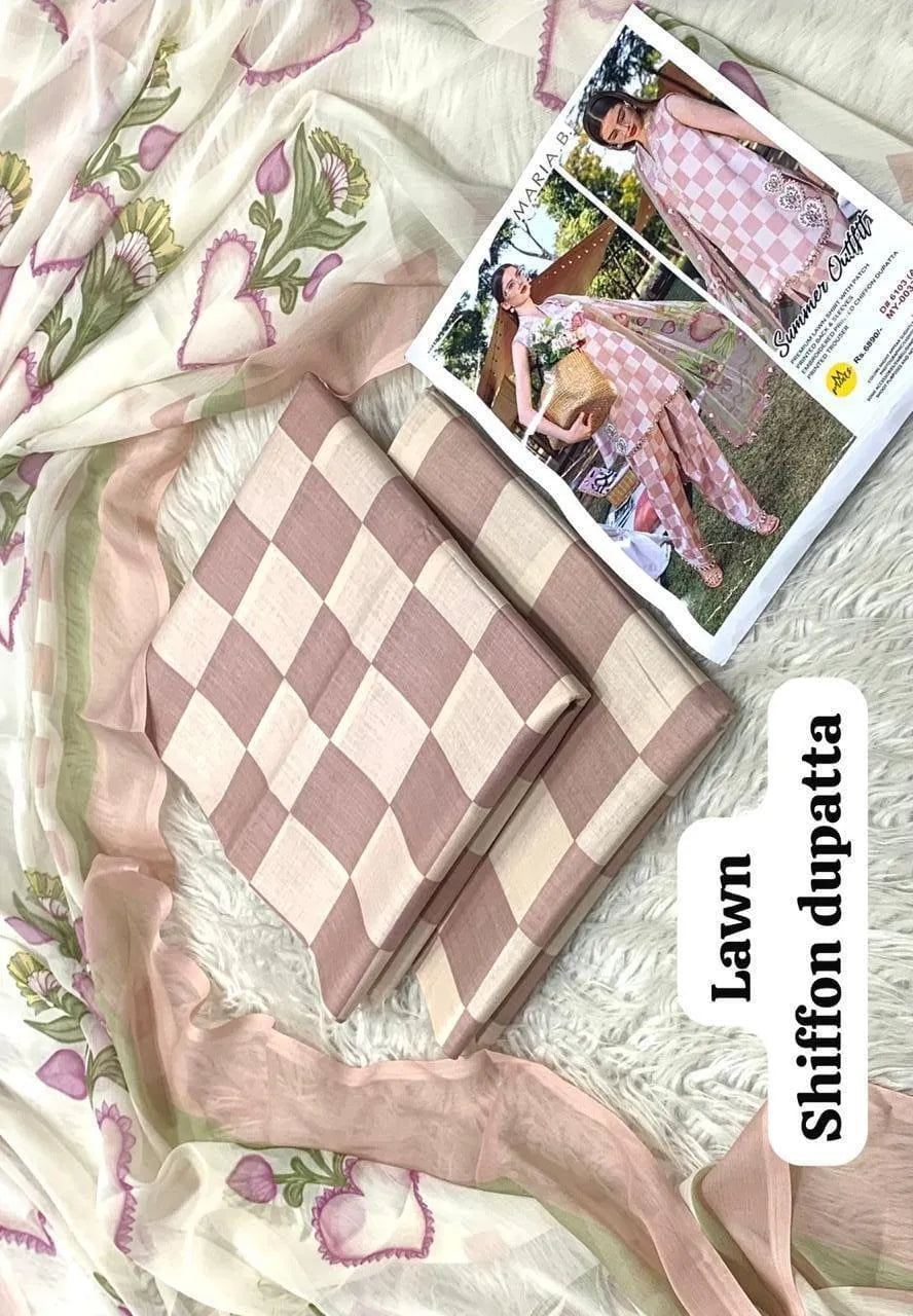 3 Pcs Women's Unstitched Printed Suit