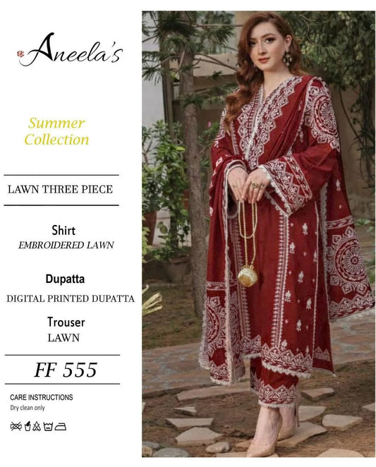 3 Pcs Women's Unstitched Embroidered Suit