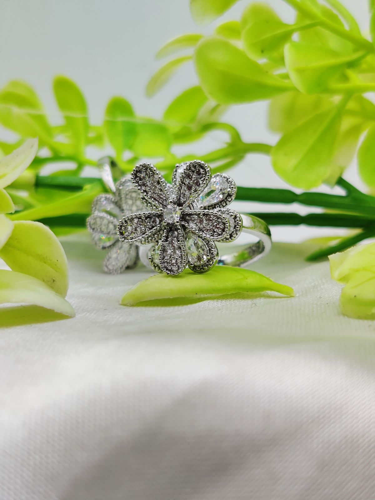 1 Piece Imported Blooming Elegance Adjustable Ring Set – Two Radiant Color ?? | Luxurious Design Ring | Adjustable Ring | Ring For Girls & Women ? - Golden