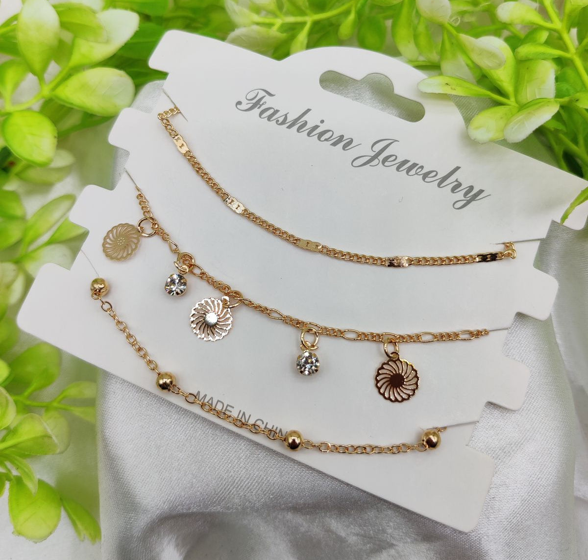 Imported Triple-Layered Adjustable Bracelet Set | Best Quality Artificial Bracelet For Girls & Women | Bracelet For Every Occasion | Elegant Design - Sunburst Charm