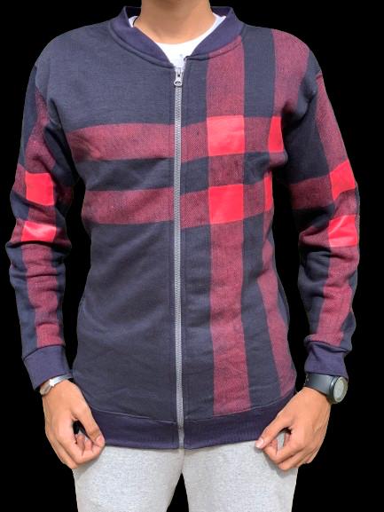 Men's Stylish Zipper Jacket with Contrast Checked Zipper | Jacket For Men's & Boys | Stylish Jacket For Formal & Casual Wear | Checked Design Jacket - M