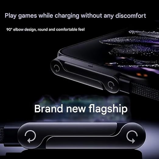 240W Type-C to Type-C Fast Charging Cable with Adjustable Stand – 1.5M PD 3.1 90° Elbow Gaming Cable