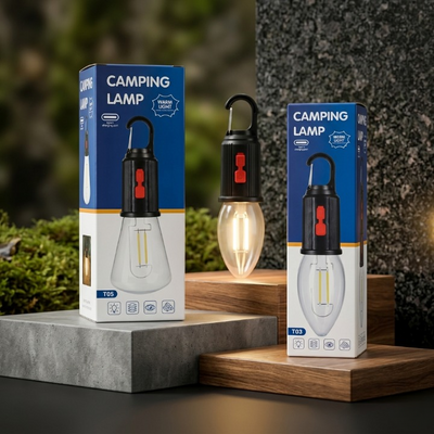 T03 Portable Warm Light Camping Lamp with Hanging Hook – Rechargeable Emergency LED Lantern