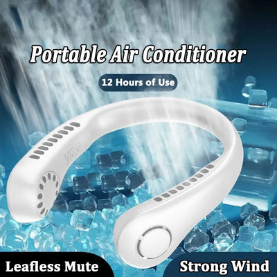 Portable Bladeless Neck Cooler – Hands-Free 360° Airflow USB Rechargeable Neck Fan for Indoor & Outdoor Use