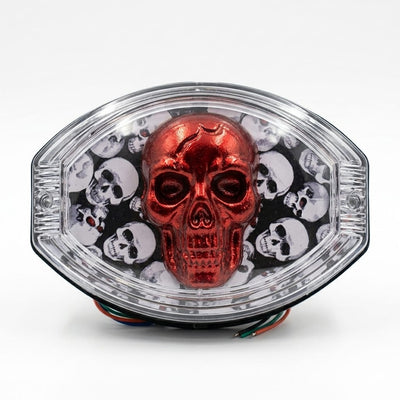 Universal 125cc Motorcycle LED Skull Tail Light – Multi-Color Fancy Rear Back Light for Bikes