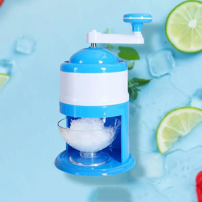 Manual Portable Hand Ice Crusher Machine - Portable Shaved Ice Maker & Gola Maker with Stainless Steel Blades
