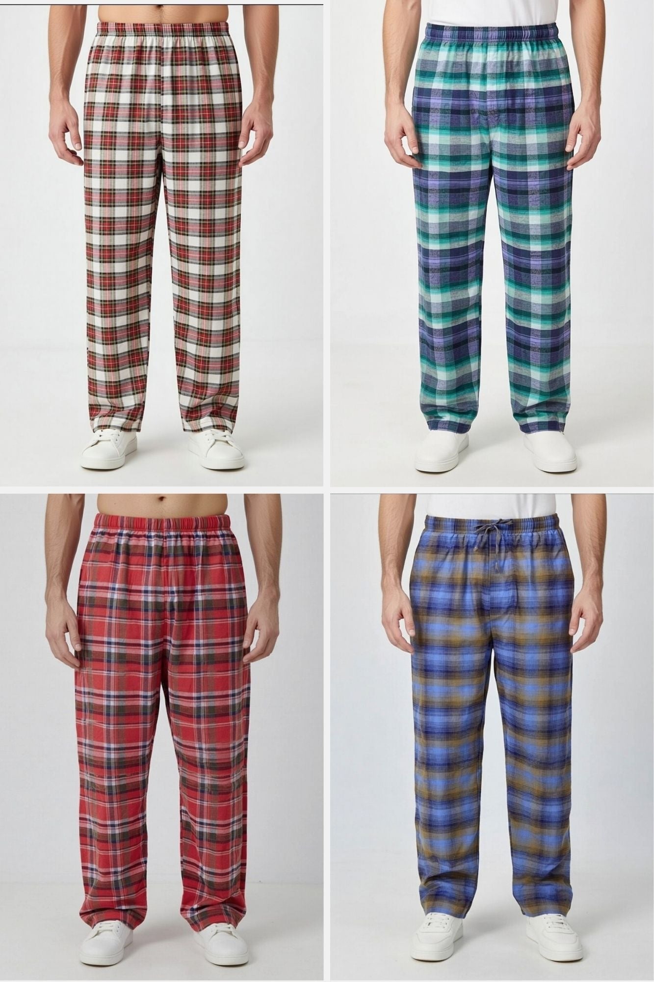 Men Checked Pajama Trousers – Comfortable Cotton Sleepwear & Home Wear Trouser for Men and Boys Soft Relax Fit Lounge Pants