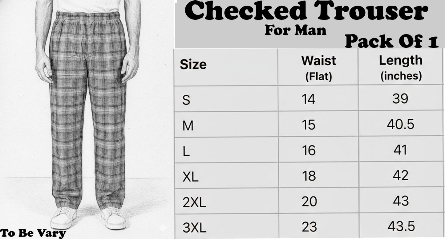 Men Checked Pajama Trousers – Comfortable Cotton Sleepwear & Home Wear Trouser for Men and Boys Soft Relax Fit Lounge Pants