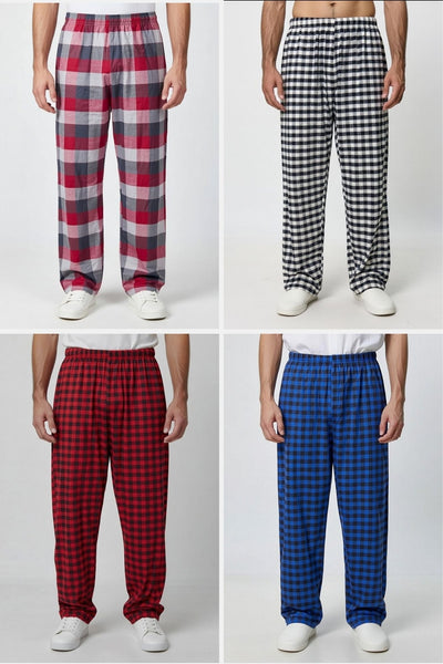 Men Checked Pajama Trousers – Comfortable Cotton Sleepwear & Home Wear Trouser for Men and Boys Soft Relax Fit Lounge Pants