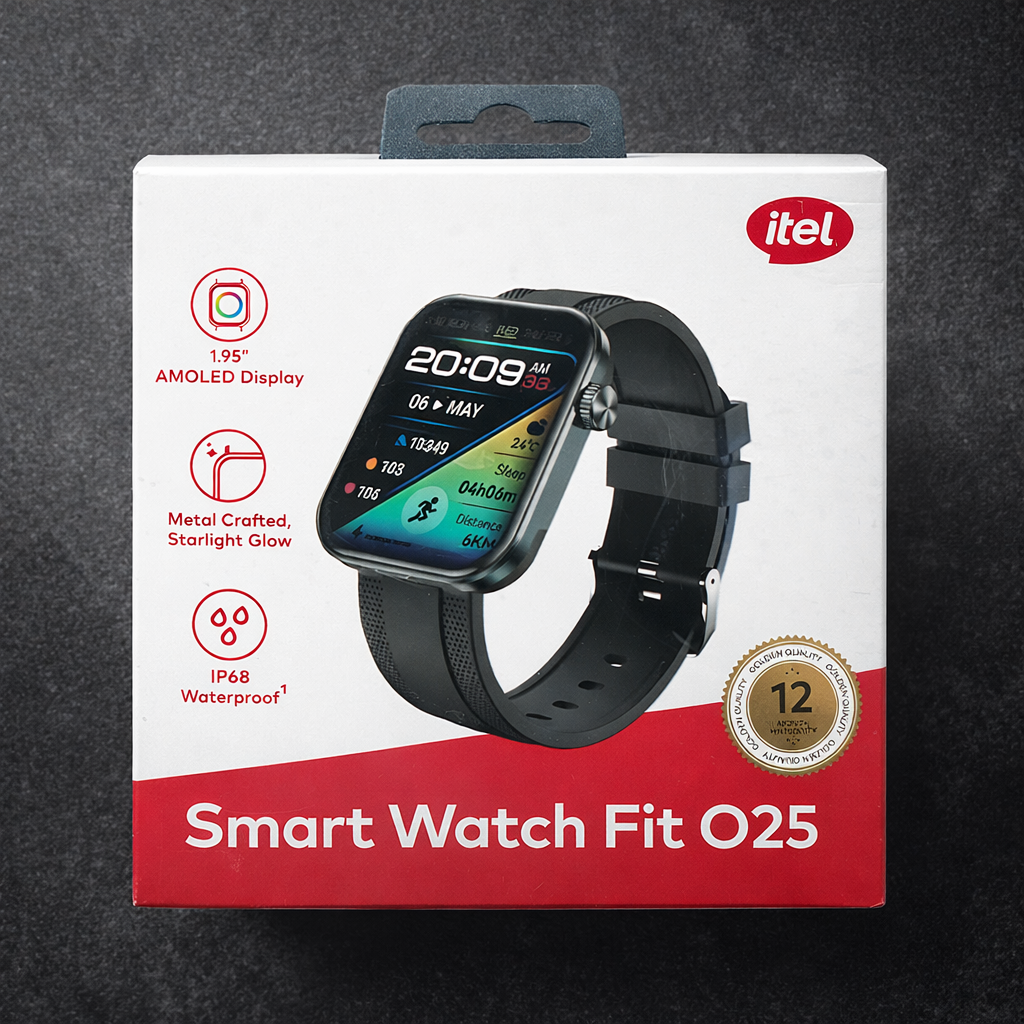 itel ISW-025 AMOLED Smart Watch Fit O25 | Bluetooth Calling | IP68 Waterproof - Random Color