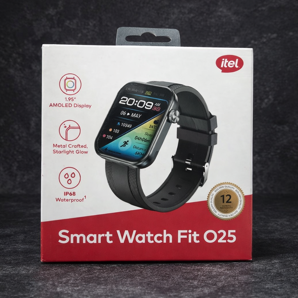 itel ISW-025 AMOLED Smart Watch Fit O25 | Bluetooth Calling | IP68 Waterproof - Random Color