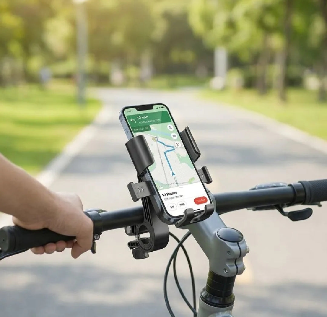 FLY Universal Mechanical Bike & Motorcycle Phone Mount – 360° Adjustable Handlebar Bracket for Bicycles, Scooters & E-Bikes