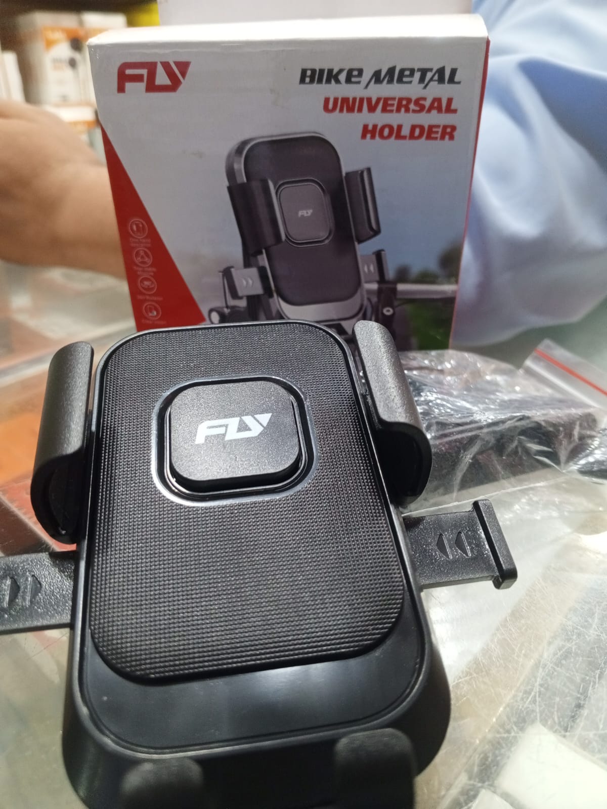 FLY Universal Mechanical Bike & Motorcycle Phone Mount – 360° Adjustable Handlebar Bracket for Bicycles, Scooters & E-Bikes