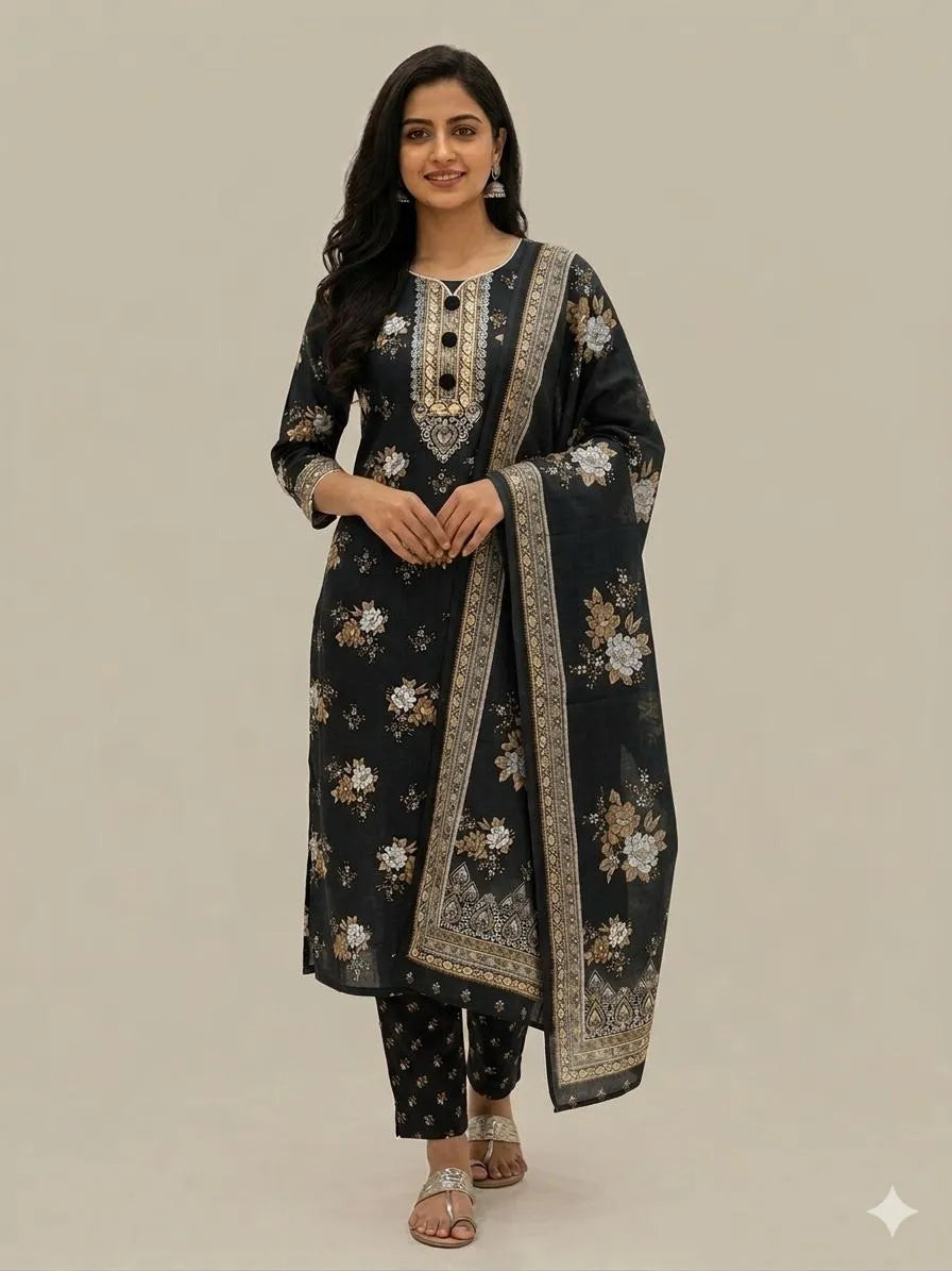 Swiss Lawn 3 Pcs Women's Unstitched Printed Suit