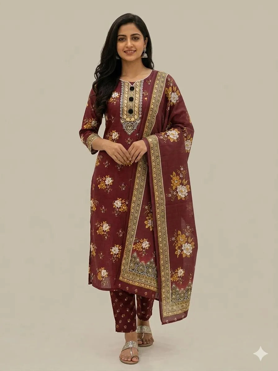 Swiss Lawn 3 Pcs Women's Unstitched Printed Suit