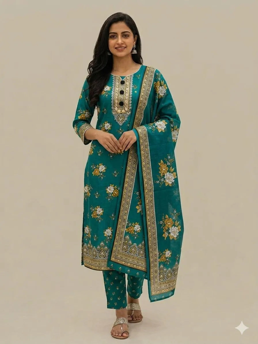 Swiss Lawn 3 Pcs Women's Unstitched Printed Suit
