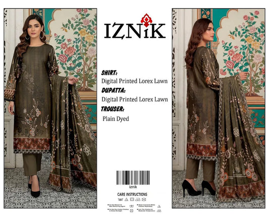 Brown Digital Print Lawn 3Pcs Women Suit
