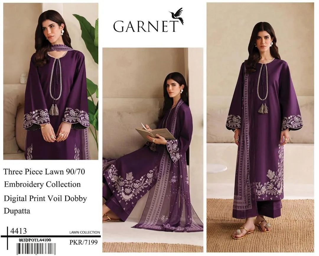 3 Pcs Women's Unstitched Embroidered Suit