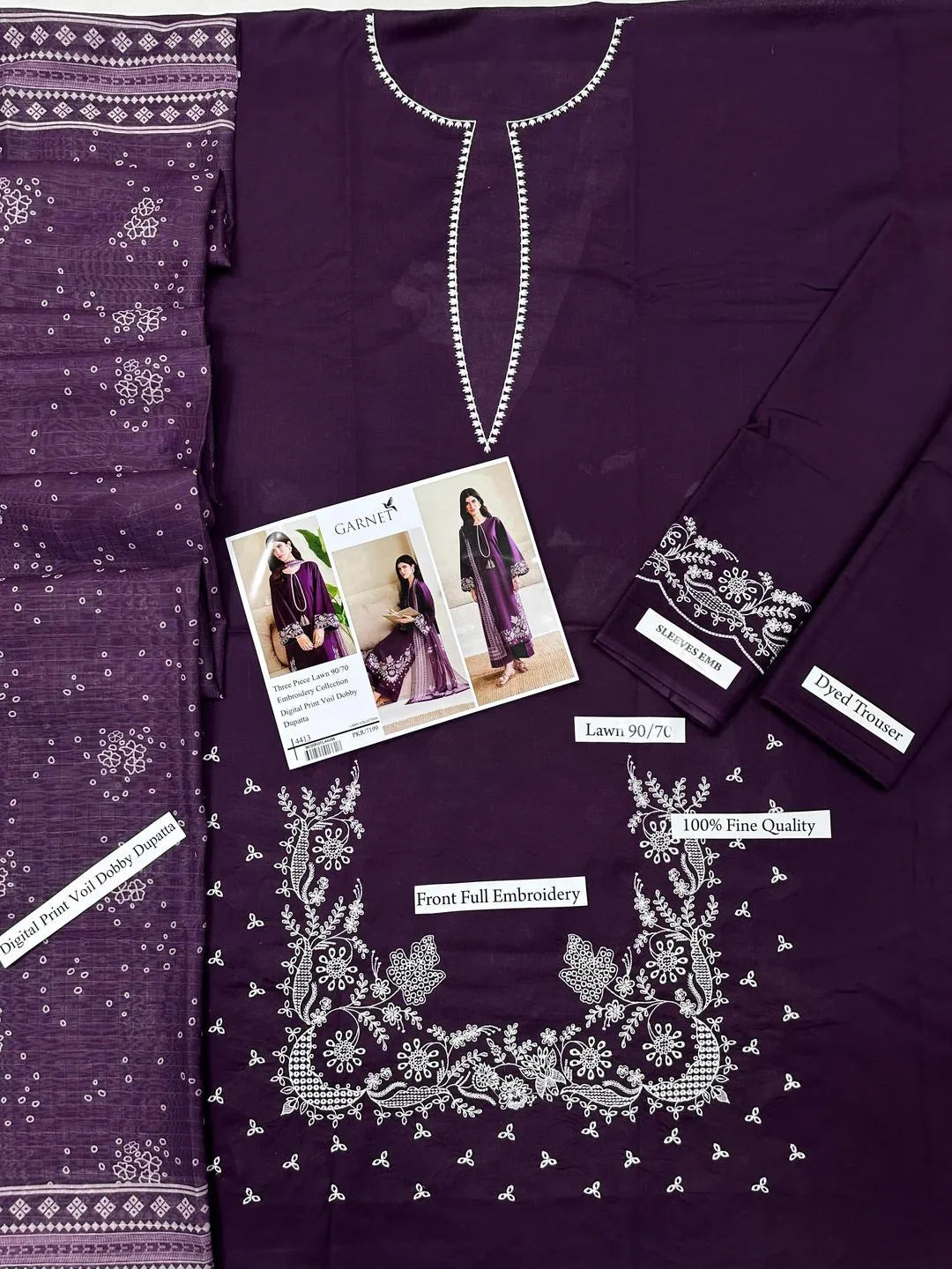 3 Pcs Women's Unstitched Embroidered Suit