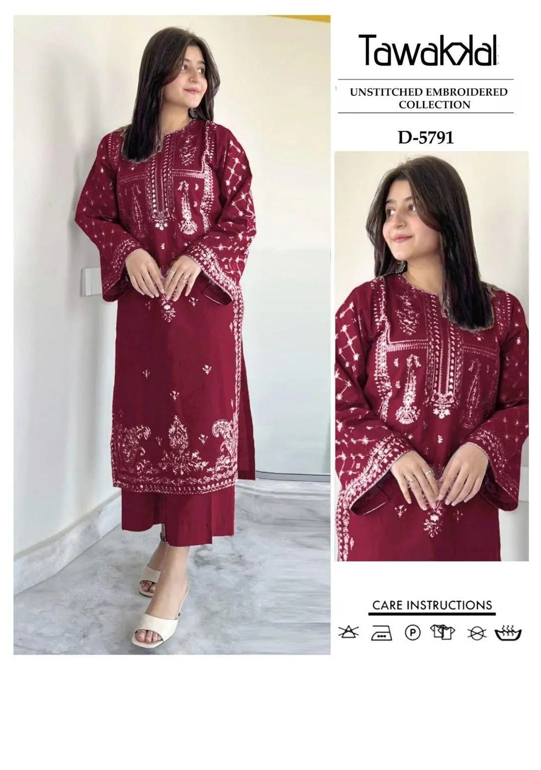 2 Pcs Women's Unstitched Embroidered Suit 5.0