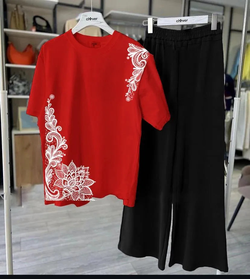 2 Pcs Women's Stitched Jersey Printed Night Suit