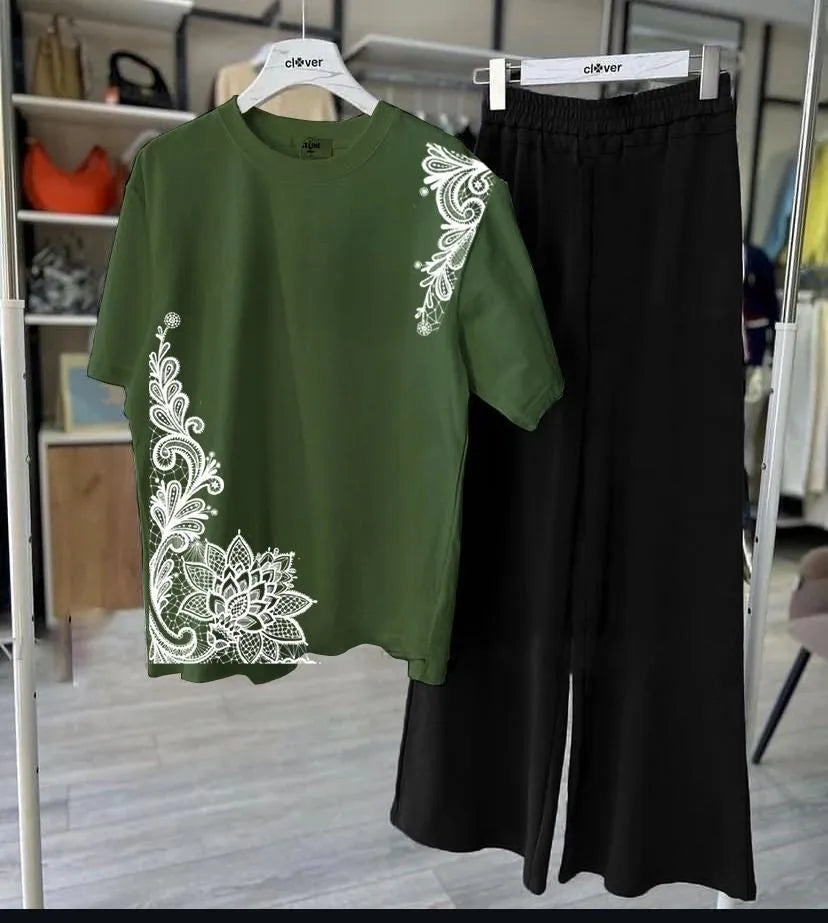2 Pcs Women's Stitched Jersey Printed Night Suit