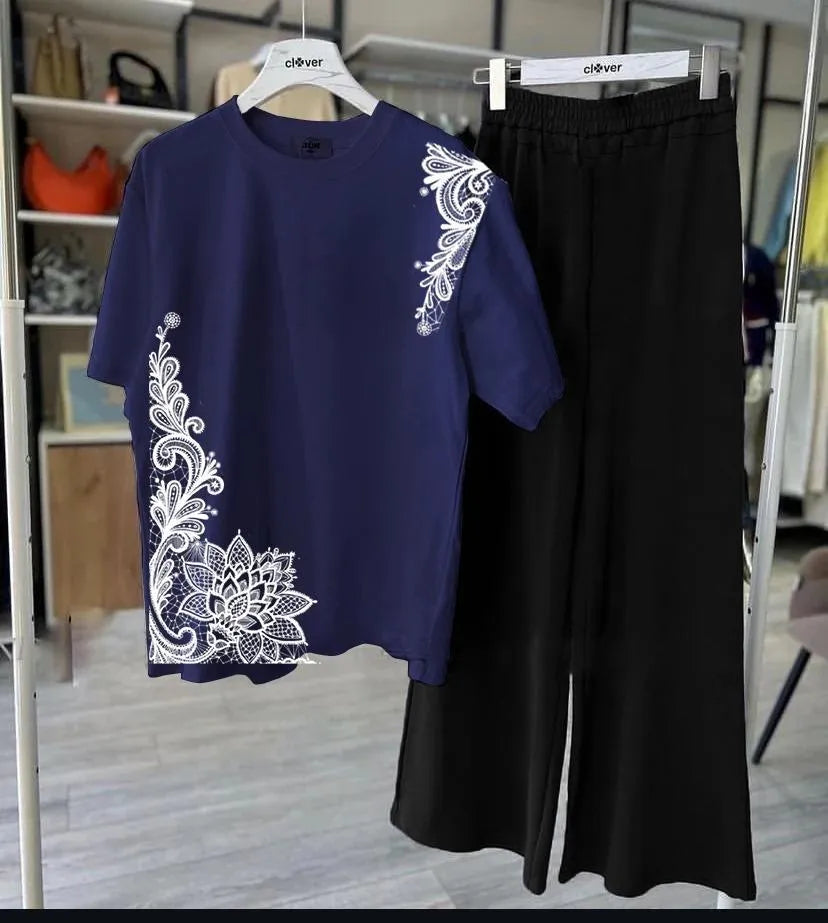 2 Pcs Women's Stitched Jersey Printed Night Suit