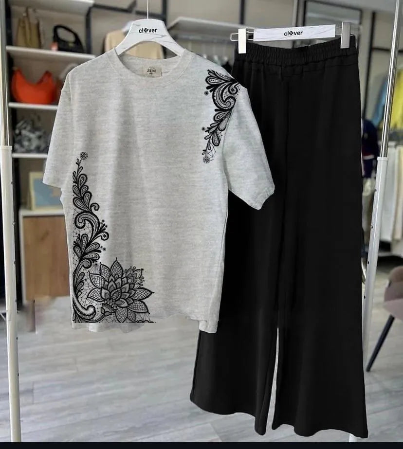 2 Pcs Women's Stitched Jersey Printed Night Suit