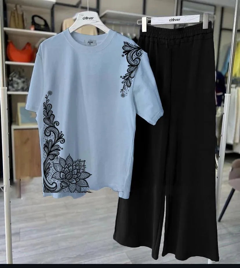 2 Pcs Women's Stitched Jersey Printed Night Suit