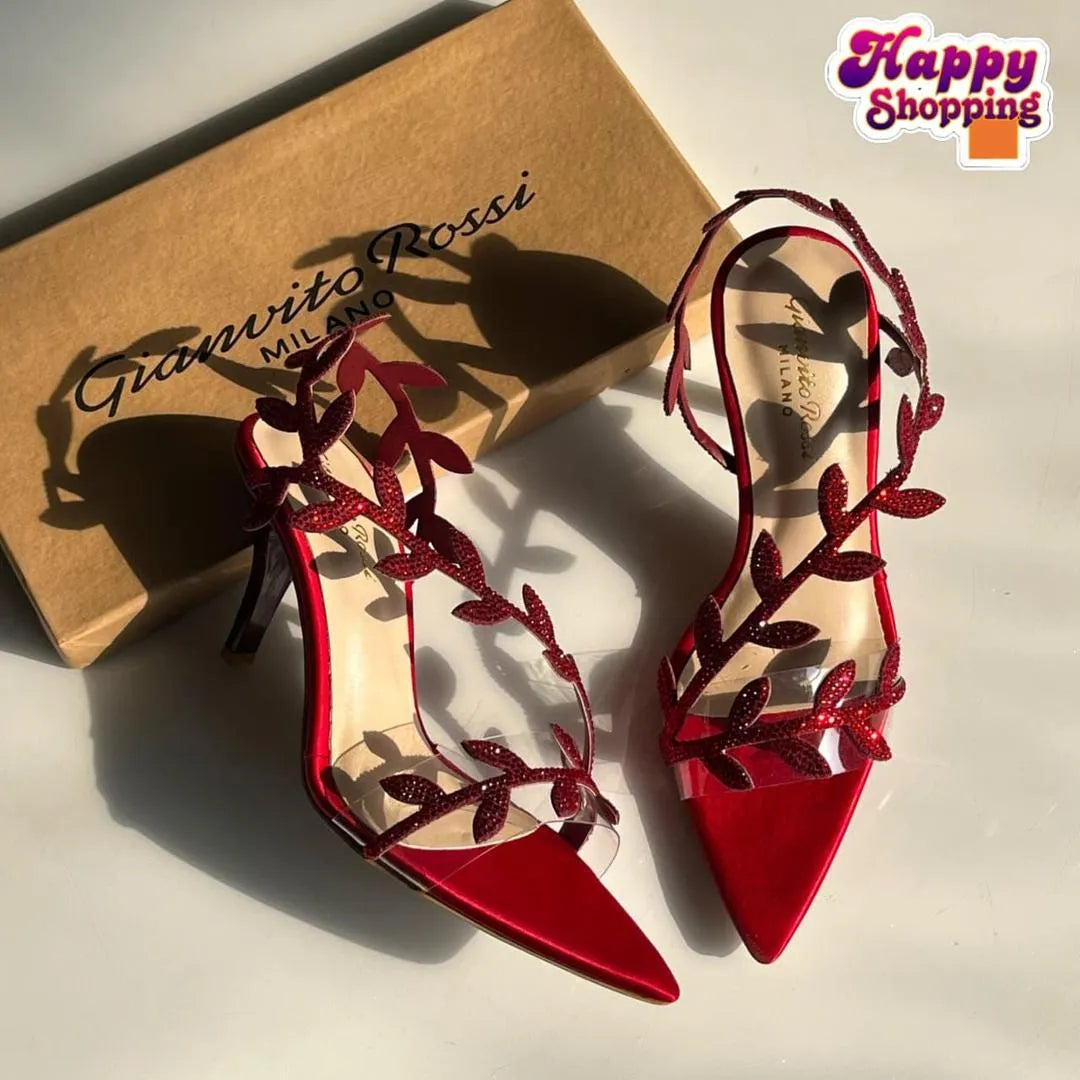 Mesh Leaf Heels Women Size 36-42