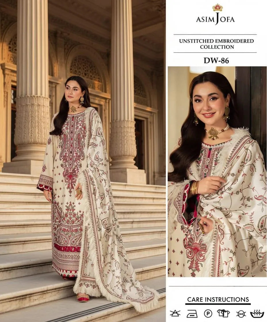 3 Pcs Women's Unstitched Embroidered Suit