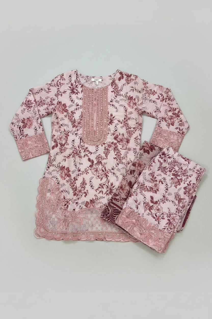 3 Pcs Women's Stitched Lawn Printed Suit