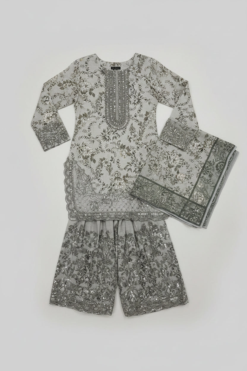 3 Pcs Women's Stitched Lawn Printed Suit
