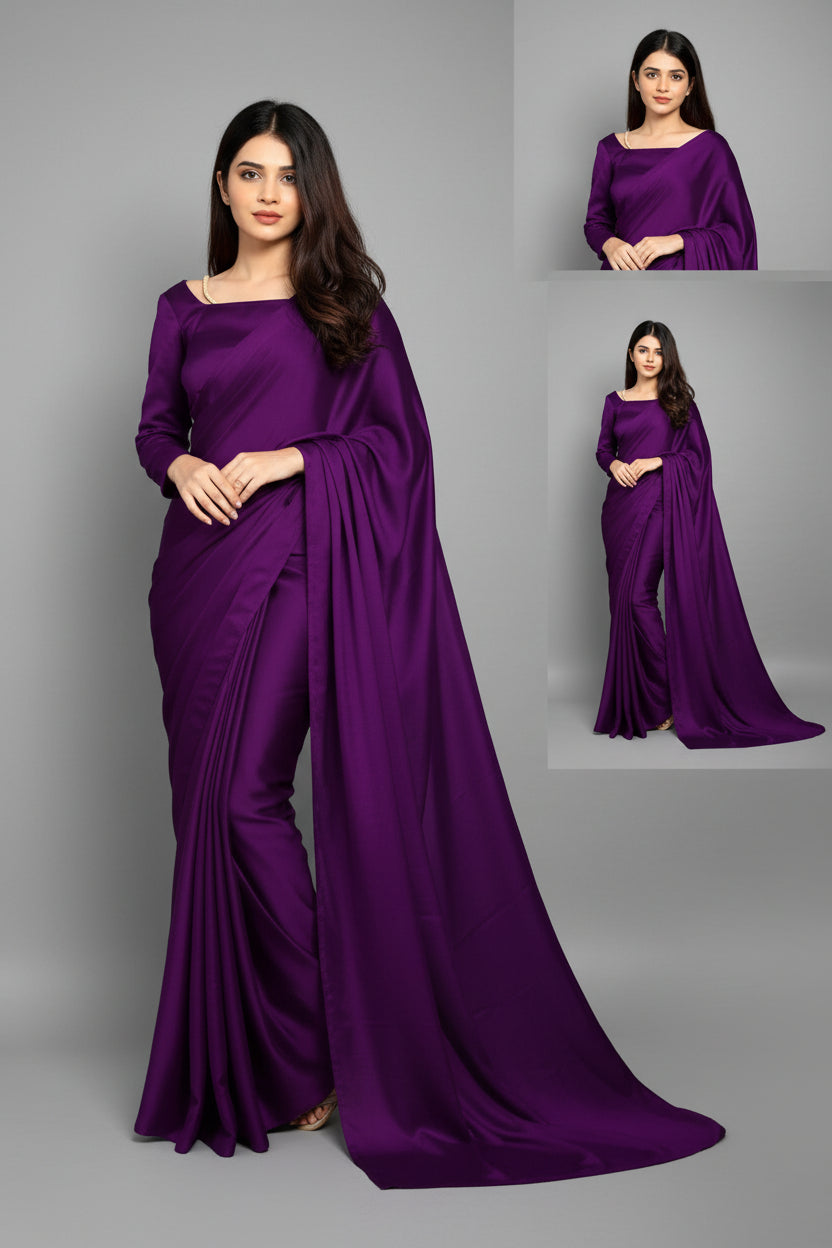 2 Pcs Women's Stitched Shamoz Silk Plain Skirt And Top