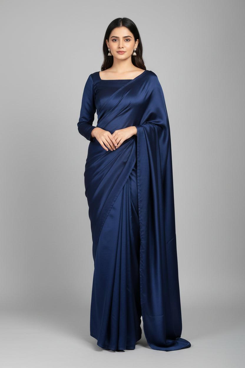 2 Pcs Women's Stitched Shamoz Silk Plain Skirt And Top