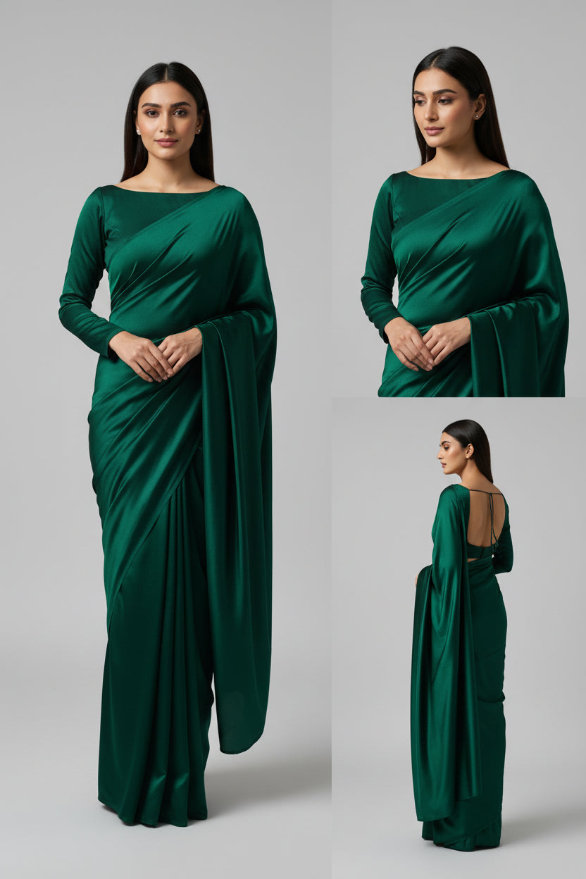 2 Pcs Women's Stitched Shamoz Silk Plain Skirt And Top