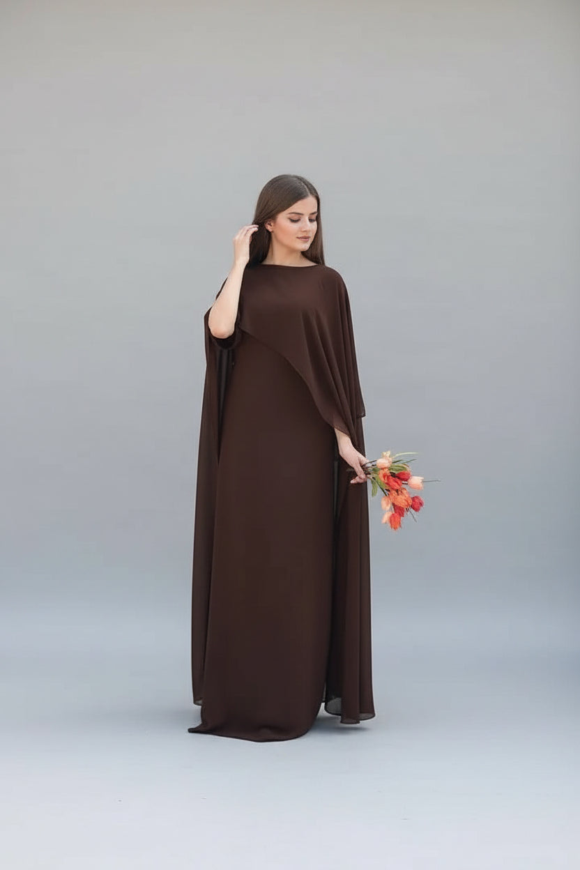 2 Pcs Women's Stitched Chiffon Plain Maxi Suit