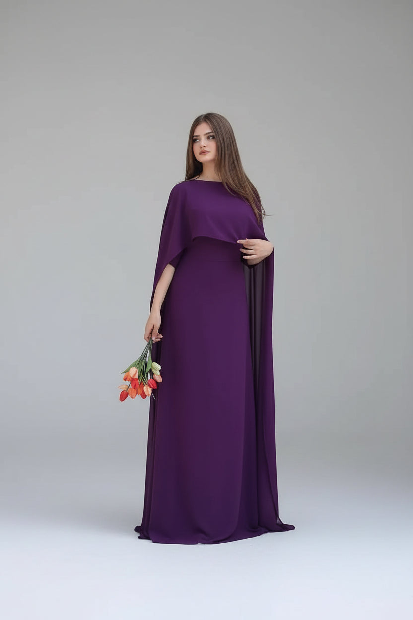 2 Pcs Women's Stitched Chiffon Plain Maxi Suit