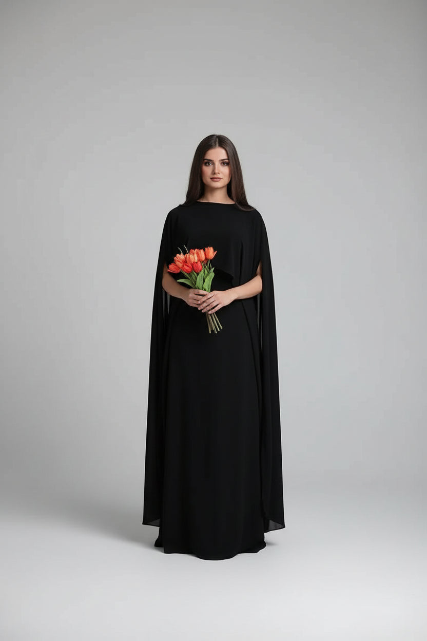 2 Pcs Women's Stitched Chiffon Plain Maxi Suit