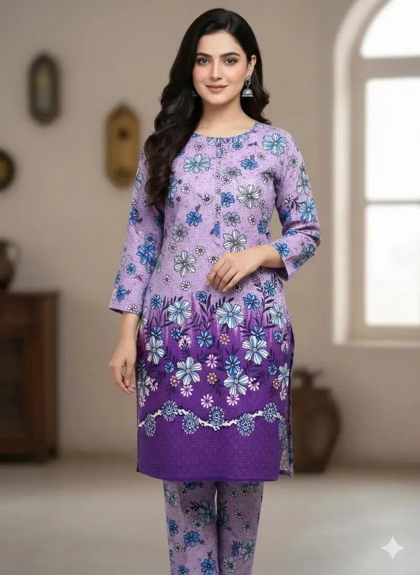 2 Pcs Women's Unstitched Printed Suit