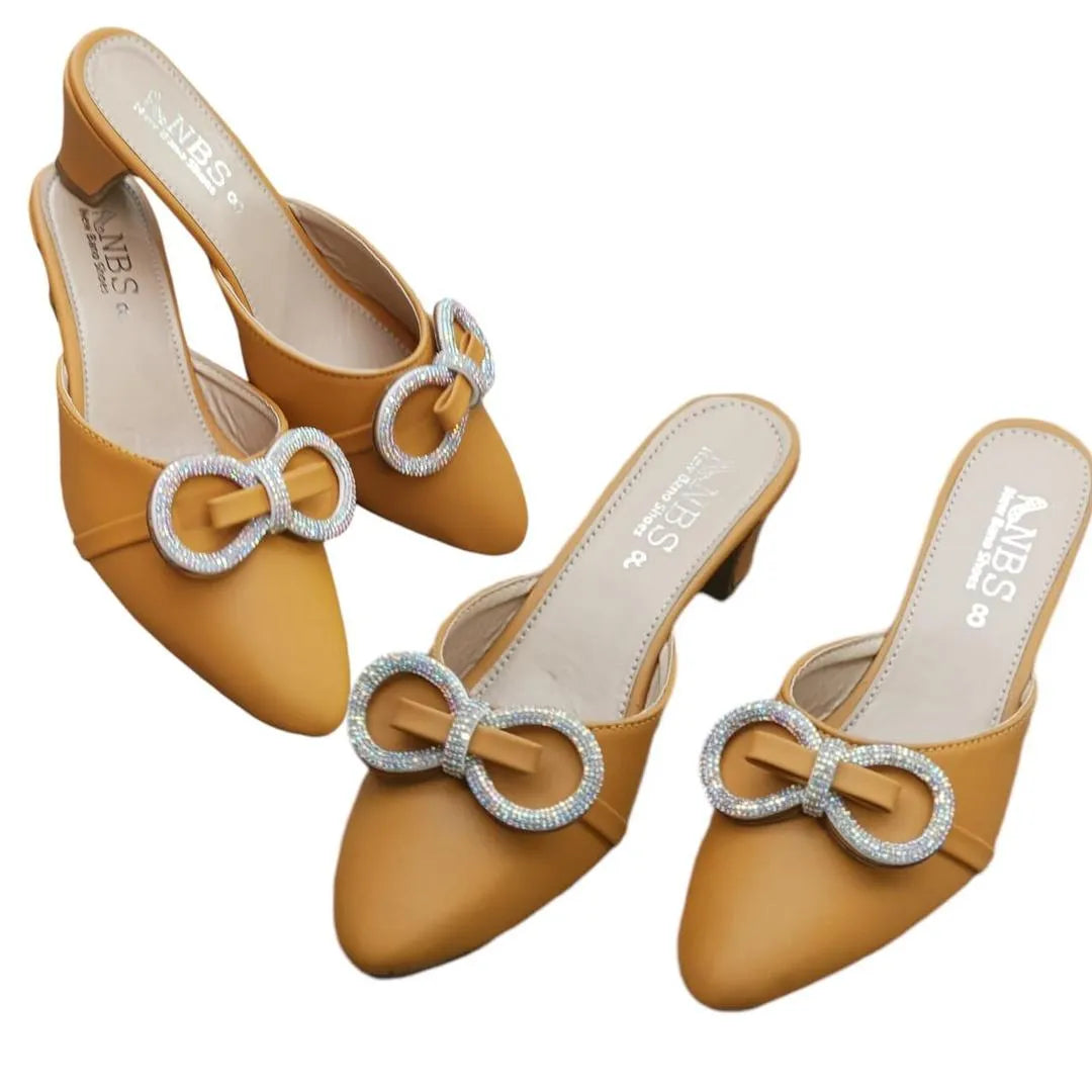 Rhinestone Bow Heels for Women