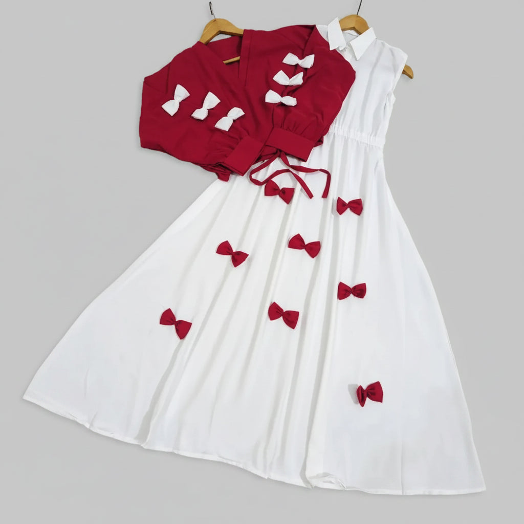2 Pcs Women's Stitched Georgette Hand Work Maxi and Jacket
