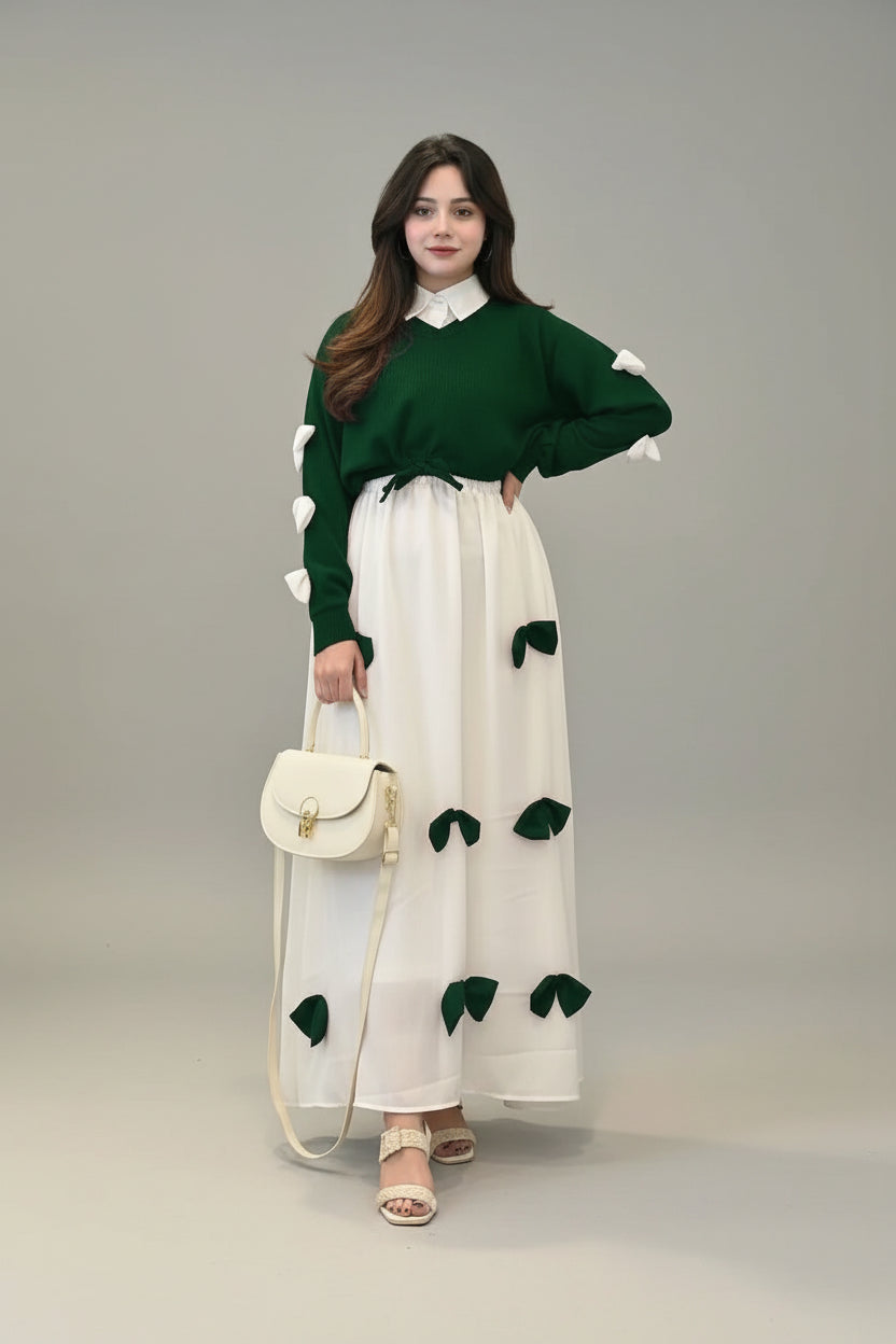 2 Pcs Women's Stitched Georgette Hand Work Maxi and Jacket