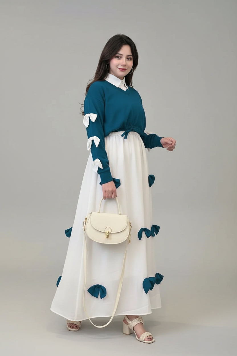2 Pcs Women's Stitched Georgette Hand Work Maxi and Jacket