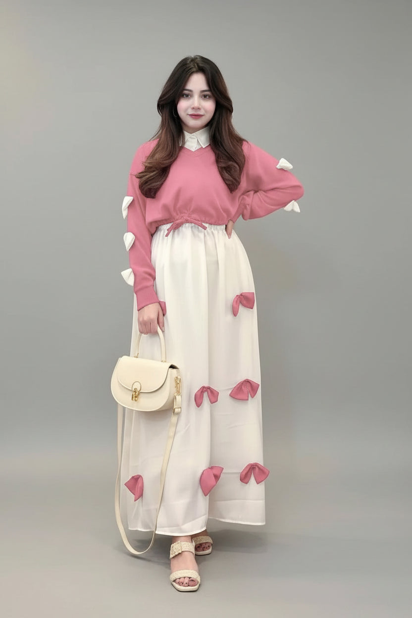 2 Pcs Women's Stitched Georgette Hand Work Maxi and Jacket