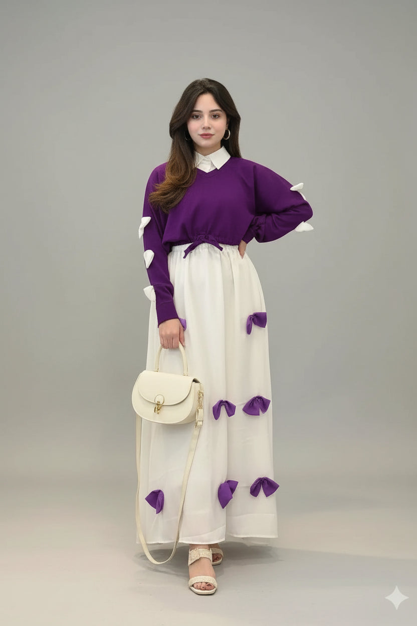 2 Pcs Women's Stitched Georgette Hand Work Maxi and Jacket