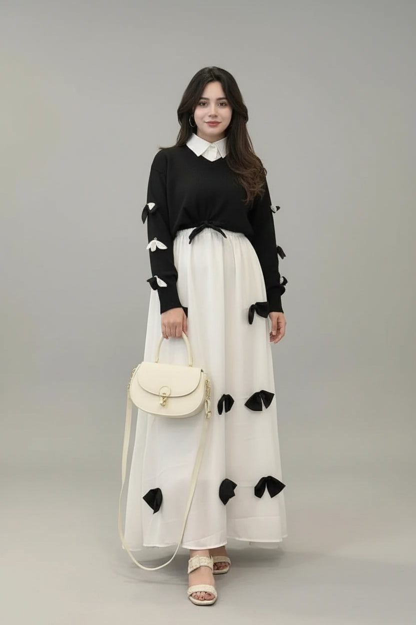 2 Pcs Women's Stitched Georgette Hand Work Maxi and Jacket
