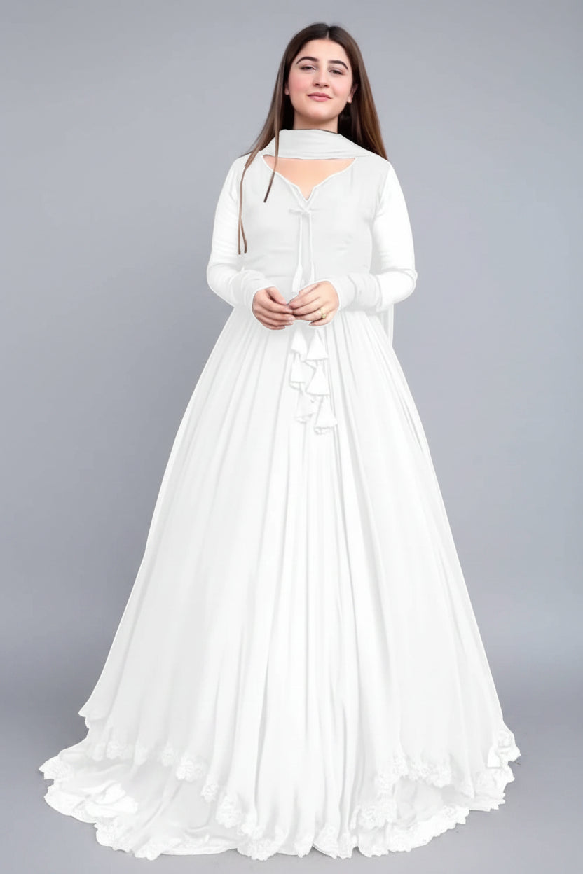 3 Pcs Women's Stitched Chiffon Lace Work Suit