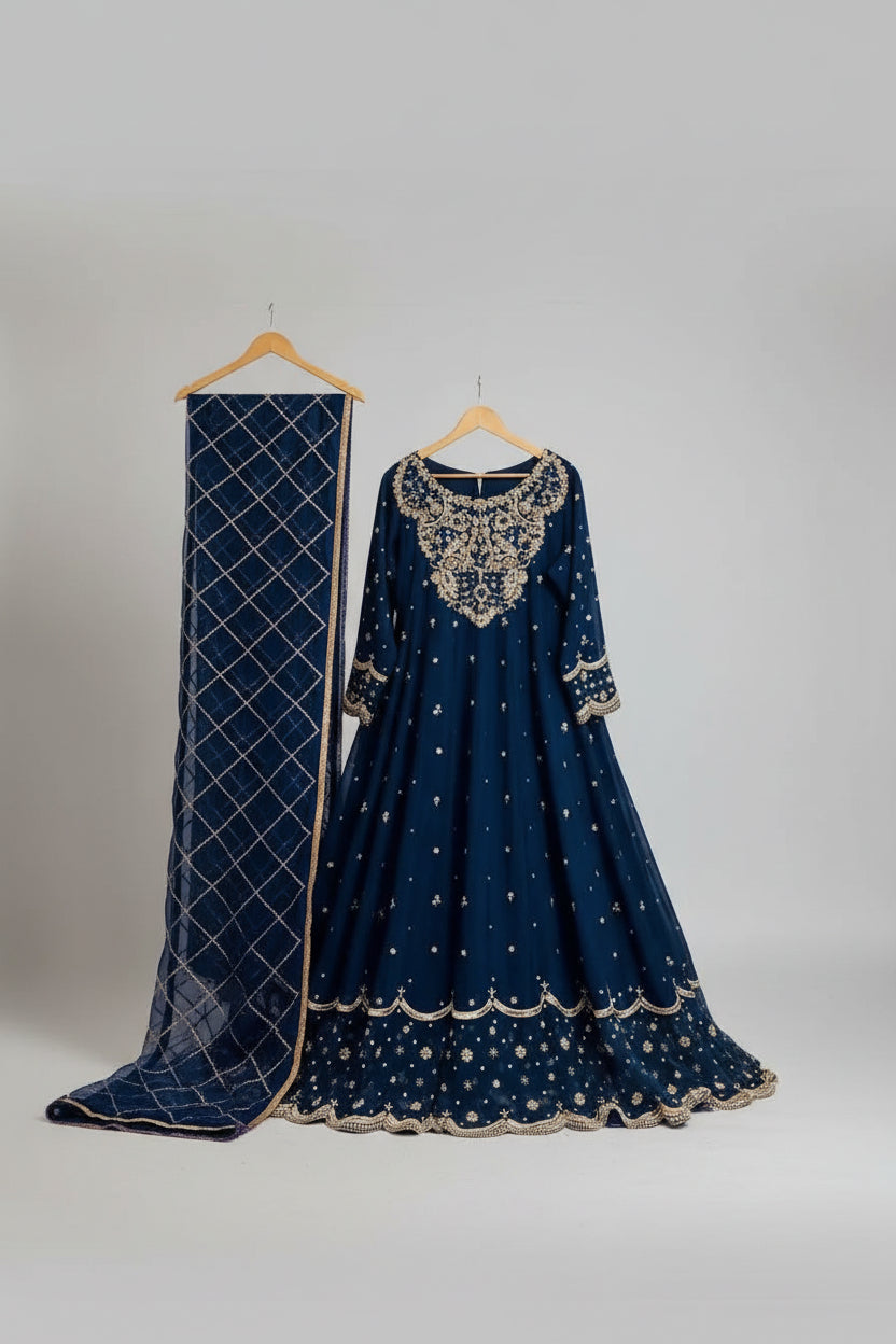 3 Pcs Women's Stitched Shamoz Silk Hand Work Suit